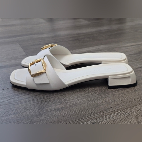 Jimmy Choo Hawke Mule Flat Latte/Gold Ladies Size 38.5 EUC Luxury Leather - Picture 7 of 13